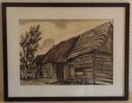 Schilderij oude schuur / boerderij, Antiek en Kunst, Kunst | Schilderijen | Klassiek, Ophalen of Verzenden