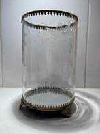 Prachtige lantaarn/kandelaar geslepen glas met sierrand!, Ophalen of Verzenden, Zo goed als nieuw, Overige materialen, Kandelaar