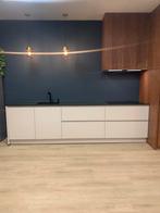 Strakke, greeploze keuken - incl. Werkblad, kasten, wasbak, Ophalen, Gebruikt, Wit, Enkelwandige keuken