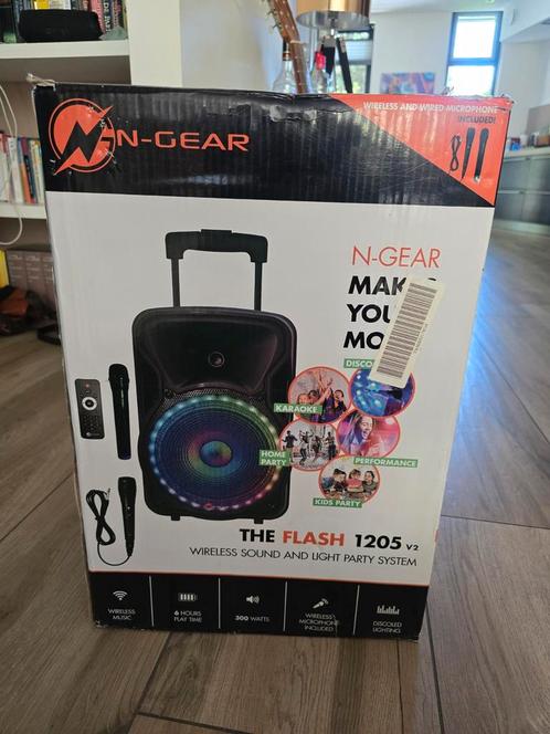 N-Gear Flash 1205 V2 Party Systeem - Nieuw in Doos!, Audio, Tv en Foto, Karaoke-apparatuur, Zo goed als nieuw, Complete set, Ophalen of Verzenden