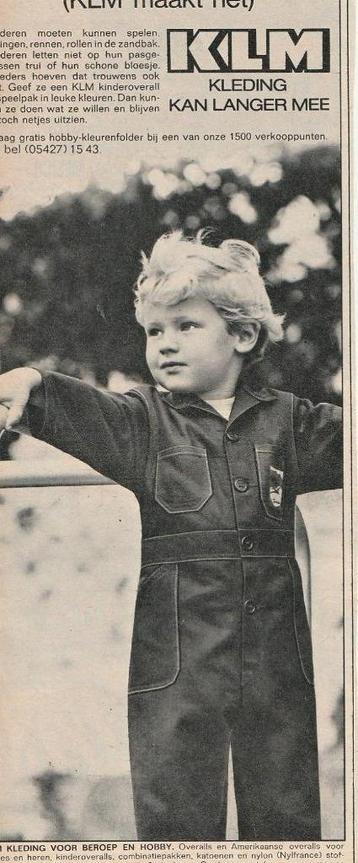 Retro reclame 1969 KLM ravotpak jongensmode beschikbaar voor biedingen