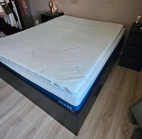 Ikea Brimnes incl. Matt Sleeps matras & topmatras van Jysk, Huis en Inrichting, Slaapkamer | Boxsprings, Gebruikt, 160 cm, 200 cm