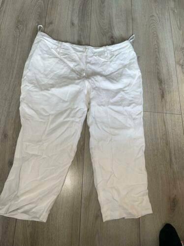 Next linnen broek wit witte capri 48, Kleding | Dames, Broeken en Pantalons, Gedragen, Maat 46/48 (XL) of groter, Wit, Driekwart