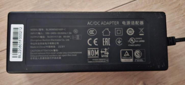 AC/DC adapter 56V DC 1.6A 89,6W, Hobby en Vrije tijd, Elektronica-componenten, Nieuw, Ophalen of Verzenden