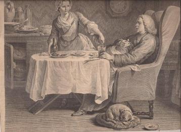 Nicolas Gabriel Dupuis -Le Chantre à table kopergravure 18e beschikbaar voor biedingen