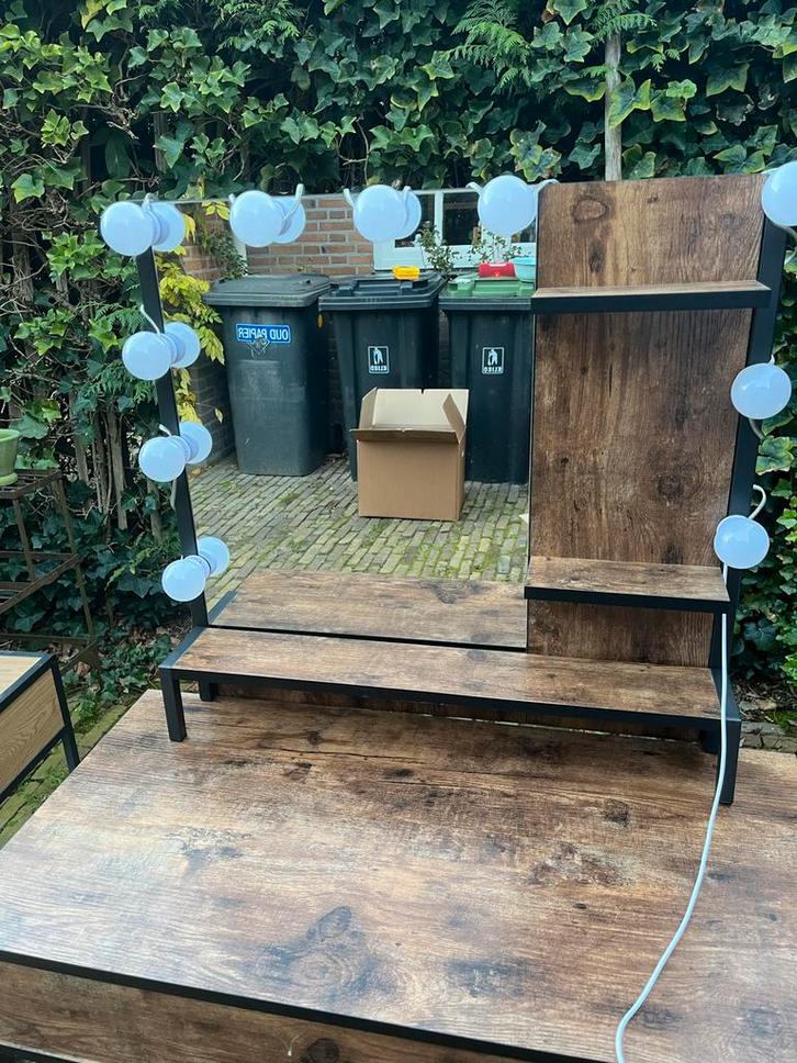 Kaptafel met Licht, Spiegel & Lade, Huis en Inrichting, Lampen | Hanglampen, Gebruikt, 75 cm of meer, Hout, Ophalen