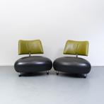 2x Leolux Pallone fauteuils uitgevoerd in zwart/groen, Huis en Inrichting, Fauteuils, Ophalen of Verzenden, Zo goed als nieuw