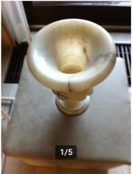 Zware marmeren vaas,kan ook als lamp gemaakt worden roomwit, Tuin en Terras, Bloempotten, Overige materialen, Rond, Binnen, Ophalen of Verzenden