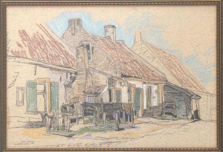 Grote originele tekening van Jaap Gidding., Antiek en Kunst, Kunst | Tekeningen en Foto's, Ophalen of Verzenden