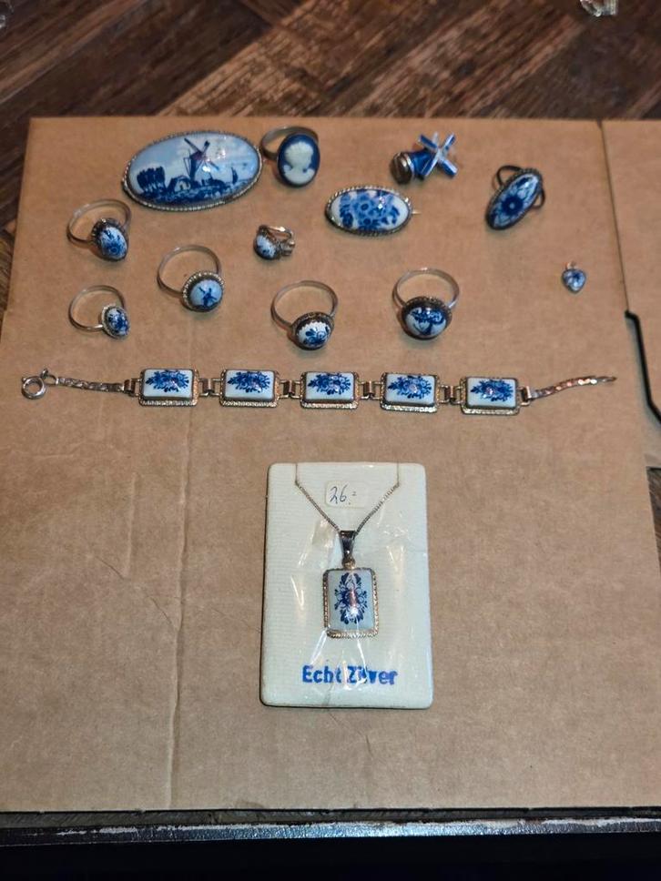 Delfts Blauwe Sieraden Collectie, Sieraden, Tassen en Uiterlijk, Antieke sieraden, Zilver, Ophalen of Verzenden