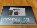 Contax T VS  camera gebruiksaanwijzing, Spiegelreflex, Ophalen of Verzenden, Zo goed als nieuw, Overige Merken