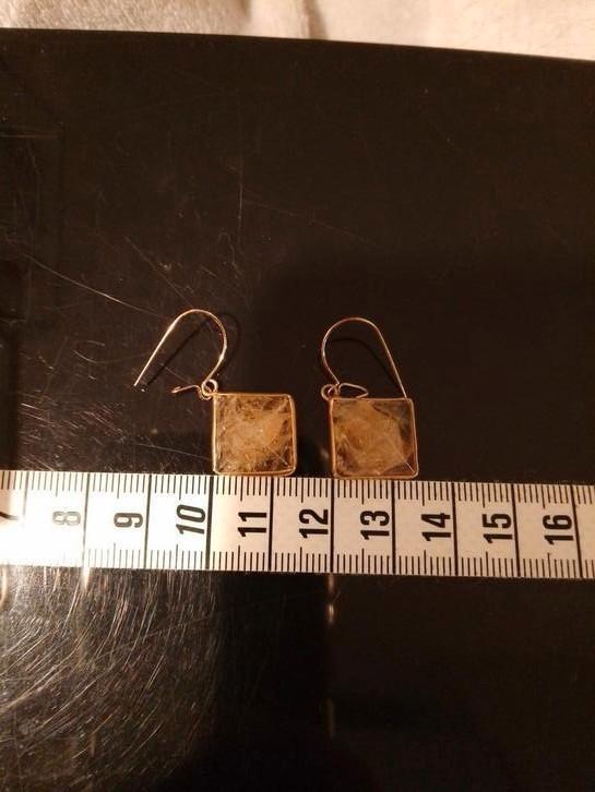 Oorbellen met piramide geslepen Citrien, Sieraden, Tassen en Uiterlijk, Oorbellen, Zo goed als nieuw, Overige materialen, Geel