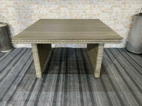 Winter aanbieding Tuintafel wicker polywood blad 120x120cm, Tuin en Terras, Tuintafels, Nieuw, Vierkant, Teakhout, Ophalen