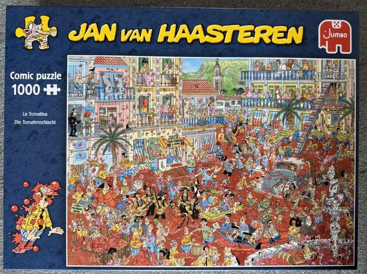 Jan van Haasteren  La Tomatina, Hobby en Vrije tijd, Denksport en Puzzels, Zo goed als nieuw, Legpuzzel, 500 t/m 1500 stukjes