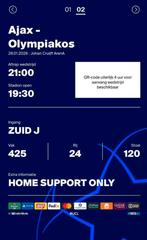 Ik verkoop 2 tickets voor ajax vs olympiakos, Tickets en Kaartjes, Evenementen en Festivals, Twee personen