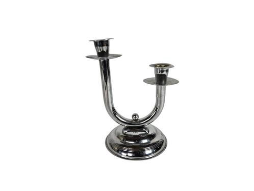 Art Deco - decoratief verchroomde kandelaar - Bauhaus stijl, Huis en Inrichting, Woonaccessoires | Kandelaars en Kaarsen, Gebruikt
