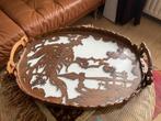 Japans dienblad met houtbewerking en glas, Huis en Inrichting, Woonaccessoires | Dienbladen, Ophalen of Verzenden, Nieuw, Ovaal