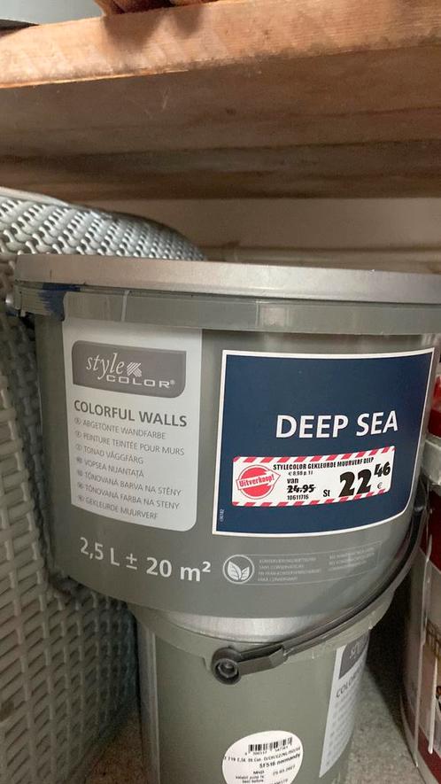 Stylecolor Deep Sea Muurverf - 1/3 Vol, Doe-het-zelf en Verbouw, Verf, Beits en Lak, Gebruikt, Verf, Minder dan 5 liter, Blauw