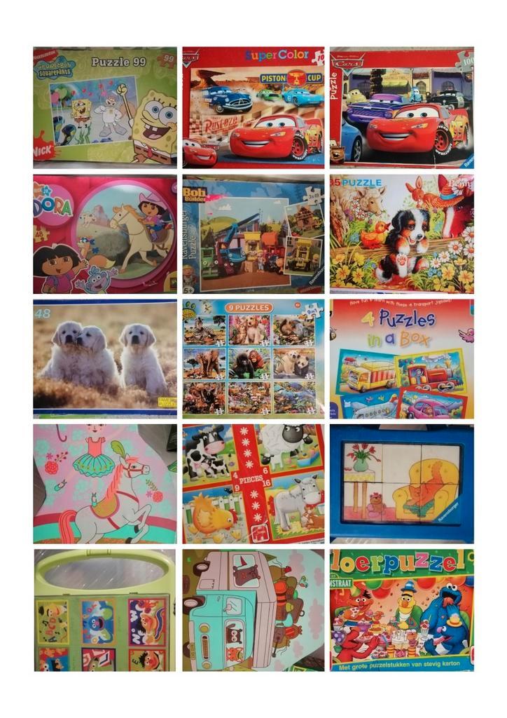 15 puzzels, allerlei merken, Kinderen en Baby's, Speelgoed | Kinderpuzzels, Gebruikt, 10 tot 50 stukjes, Ophalen