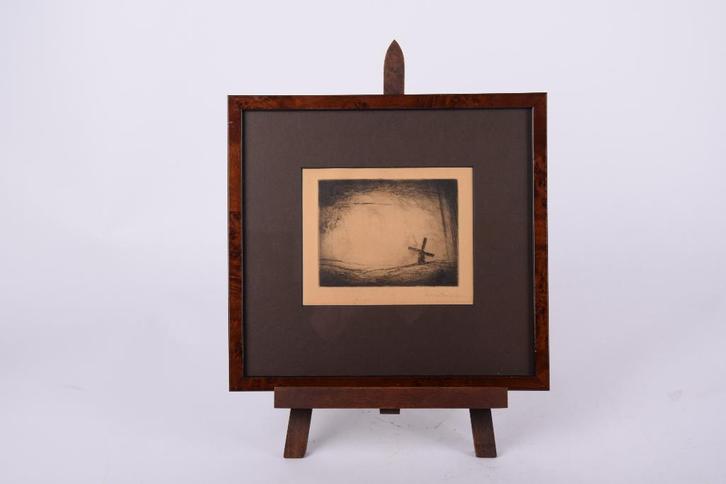 Dirk Baksteen : landschap met molen Ets, Antiek en Kunst, Kunst | Etsen en Gravures, Ophalen of Verzenden