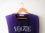 Vogue mouwloos retro T-shirt met schoudervulling, maat M/L, Gedragen, Maat 38/40 (M), Zonder mouw, Vogue