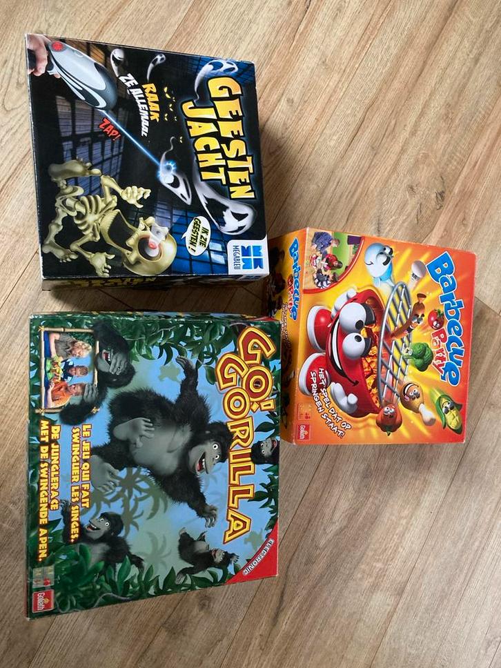 Spellenpakket: Barbecue Party, Geestenjacht, Go Gorilla, Hobby en Vrije tijd, Gezelschapsspellen | Bordspellen, Gebruikt, Een of twee spelers