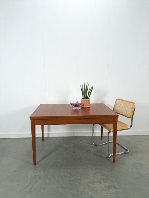 Teak uitschuifbare eettafel vintage, Huis en Inrichting, Tafels | Eettafels, Gebruikt, 50 tot 100 cm, 150 tot 200 cm, Vijf personen of meer