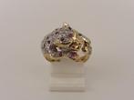Gouden panter ring met robijn en briljant               VDH1, Gebruikt, Overige kleuren, ., Ophalen of Verzenden