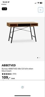 ABBETVED Bureau - Licht eiken/zwart, Huis en Inrichting, Tafels | Sidetables, Ophalen, 100 tot 150 cm, Eikenhout, Zo goed als nieuw