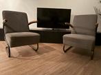 Twee leuke vintage buisstoelen grijs, Ophalen, Gebruikt, Grijs, Twee