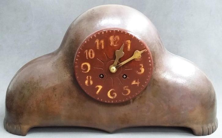 Om 1925 Art Deco Amsterdamse School Mantelklok Pendule, Antiek en Kunst, Antiek | Klokken, Ophalen of Verzenden