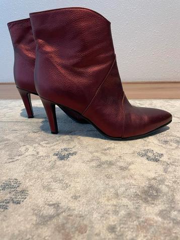 Lederen enkellaarsjes Bordeaux Metallic - Maat 41 beschikbaar voor biedingen