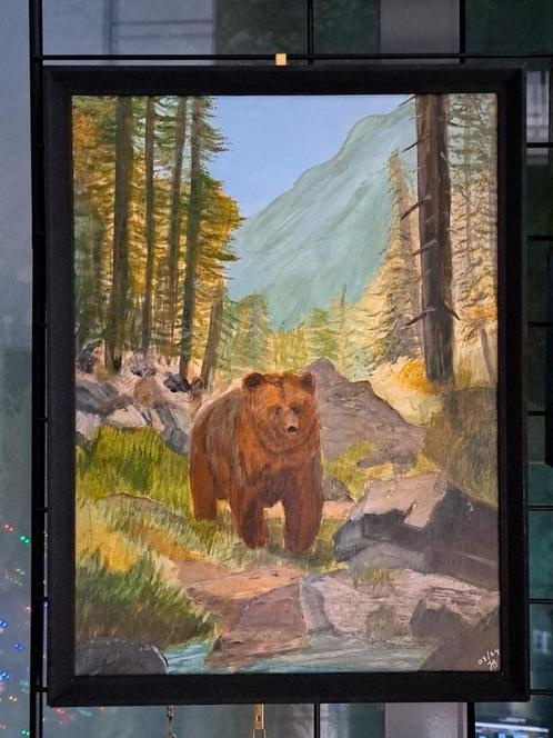 Schilderij Bruine Beer - Forest bear, Antiek en Kunst, Kunst | Schilderijen | Klassiek, Ophalen of Verzenden