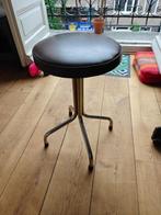 Krukje, bruin, leren zitvlak - stool padded leather seat, Ophalen, Gebruikt, Staal