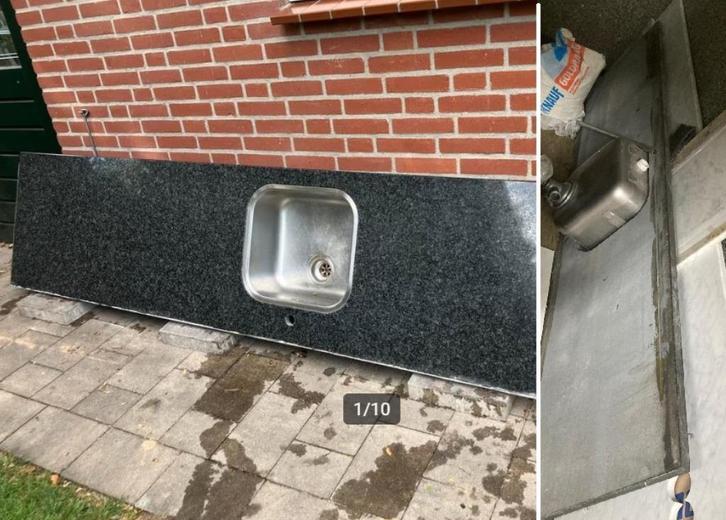 GRATIS Granieten werkblad, Huis en Inrichting, Keuken | Keukenelementen, Gebruikt, Minder dan 100 cm, 200 cm of meer, 50 tot 75 cm