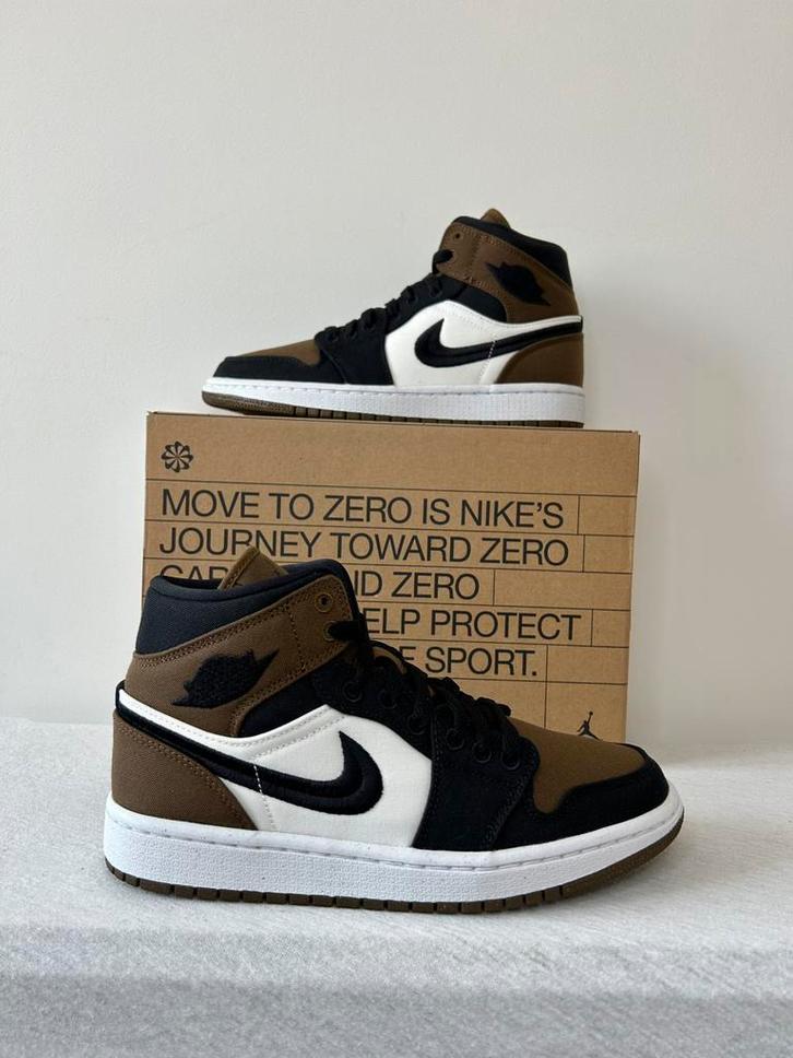 Nike Air Jordan 1 Mid Olive Toe (EU 38,5), Kleding | Dames, Schoenen, Nieuw, Sneakers of Gympen, Bruin, Ophalen of Verzenden