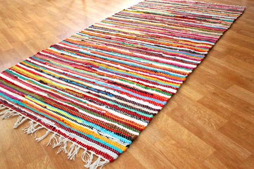 NIEUW Kleurrijk geweven Chindi vloerkleed, Voddenkleed, Huis en Inrichting, Stoffering | Tapijten en Kleden, Nieuw, 100 tot 150 cm