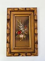 VINTAGE SCHILDERIJ “BOEKET” BLOEMENBOEKET IN GOUDKLEURIGE .., Ophalen of Verzenden