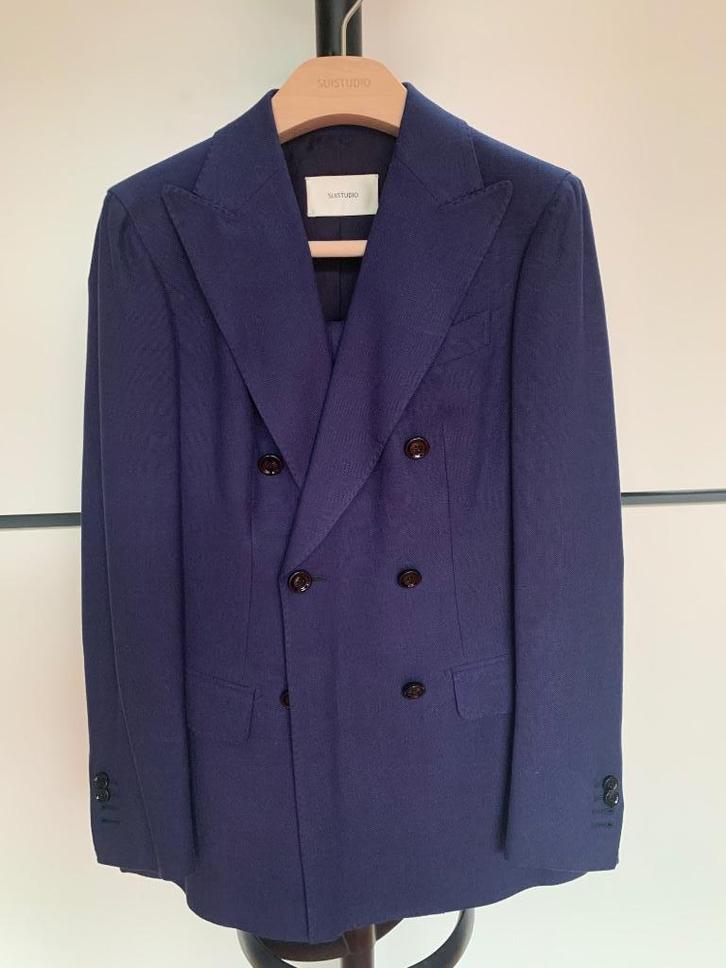 Suistudio pak – navy – zijde/katoen - maat 34R, Kleding | Dames, Jasjes, Kostuums en Pakken, Zo goed als nieuw, Kostuum of Pak