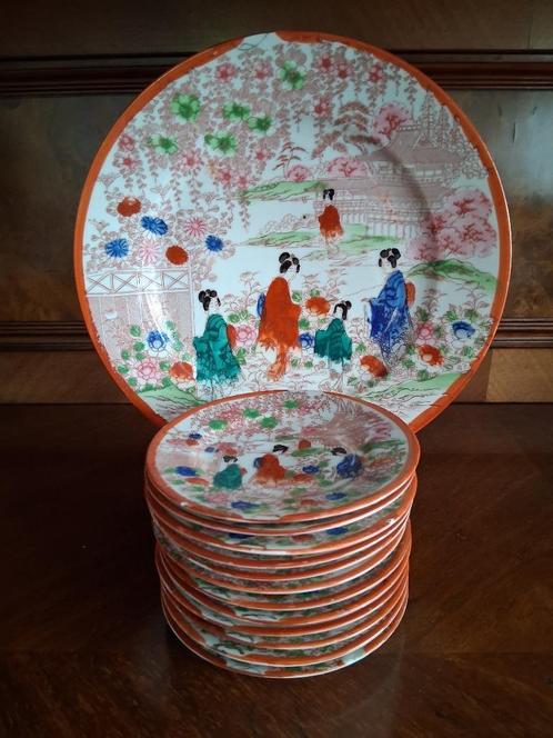 Japanse gebakset met geisha's eureka*, Antiek en Kunst, Antiek | Porselein, Ophalen of Verzenden
