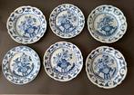 6 Delfts blauw wand borden pauw flora, Antiek en Kunst, Ophalen of Verzenden