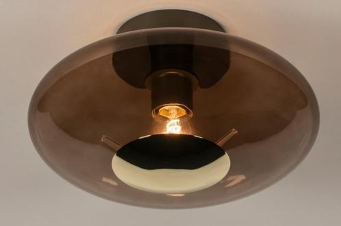 plafondlamp glas bruin of rookglas bed keuken tafel lamp, Huis en Inrichting, Lampen | Plafondlampen, Nieuw, Glas, Ophalen of Verzenden