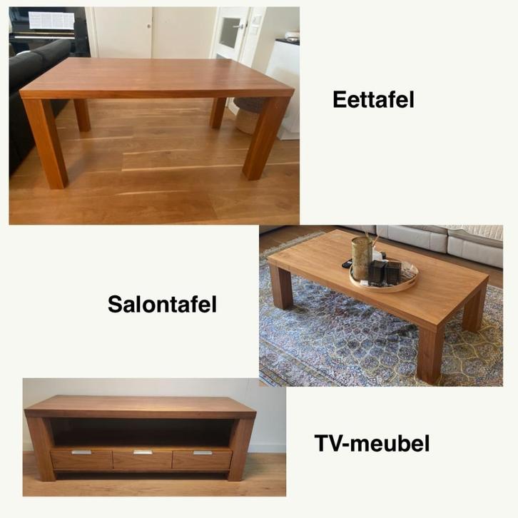 Eettafel, TV-meubel en salontafel te koop – Goede staat!, Huis en Inrichting, Tafels | Salontafels, Zo goed als nieuw, Rechthoekig