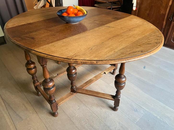 Antieke Engelse Eiken Gateleg Tafel (Hangoor) - ca. 1900, Huis en Inrichting, Tafels | Eettafels, Gebruikt, 100 tot 150 cm, Vier personen
