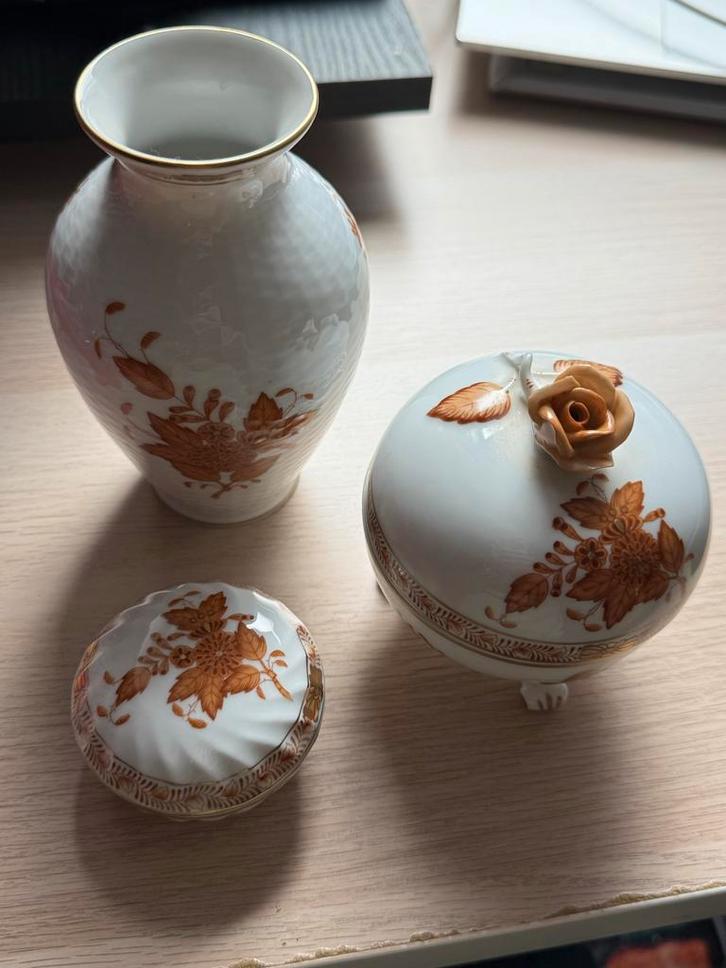 Herend Porselein Set - Vaas en Doosjes, Antiek en Kunst, Antiek | Porselein, Ophalen