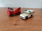 Lego Legoland 600 en 601, ambulance en takelwagen, uit 1970, Complete set, Gebruikt, Ophalen of Verzenden, Lego
