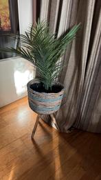 Retro vintage Rattan riet bloempot op pootjes (zonder plant, Tuin en Terras, Overige materialen, Minder dan 60 cm, Rond, Ophalen of Verzenden