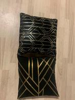 2 luxe kussens zwart goud velvet eric kuster style, Ophalen of Verzenden, Zo goed als nieuw, Zwart, Vierkant