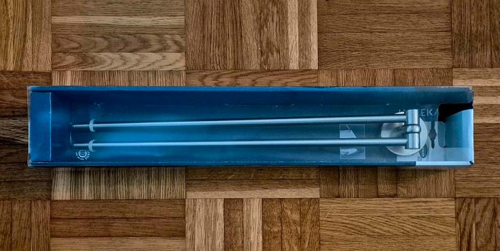 RVS duo handdoekhouder, Huis en Inrichting, Badkamer | Badtextiel en Accessoires, Nieuw, Handdoekenrek, Grijs, Ophalen of Verzenden