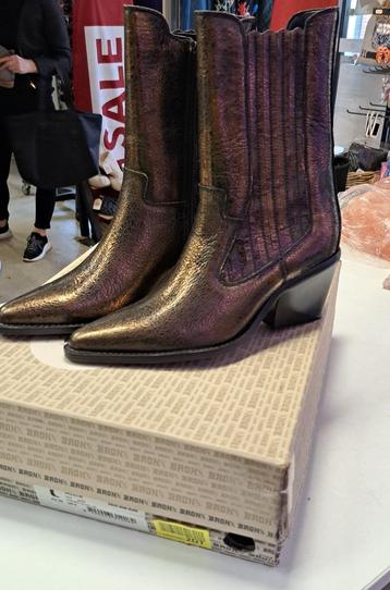 Bronx nieuwe metallic brons cowboy laarzen 39 artnr 49675 beschikbaar voor biedingen